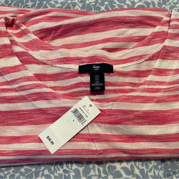 GAP Woman’s Pink/White Stripes Shirt NWT Large - Picture 3 of 7